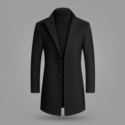 Men's Long Overcoat | Elegant Notched Lapel Design