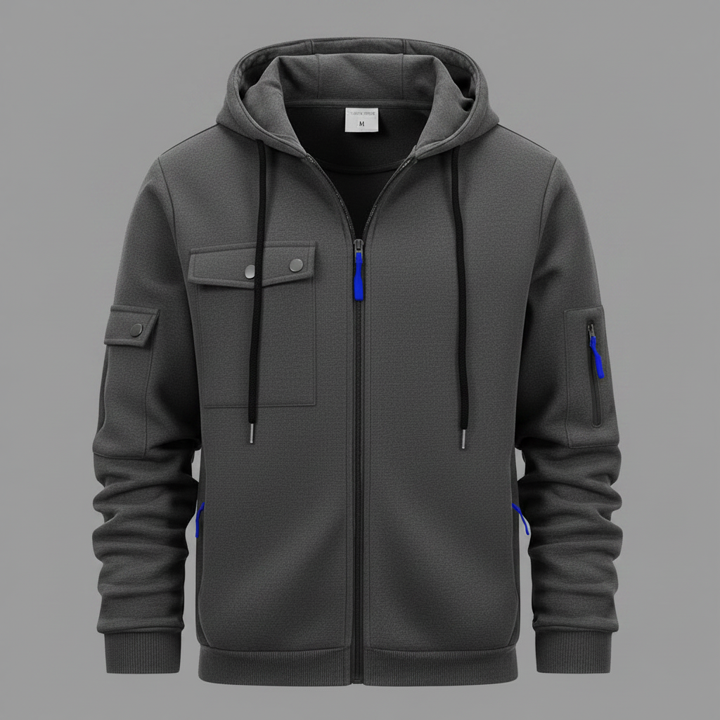 Men's Utility Zip-Up Hoodie | Casual Sweatshirt with Pockets