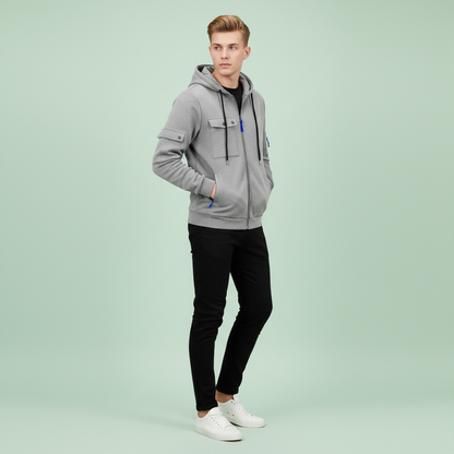Men's Utility Zip-Up Hoodie | Casual Sweatshirt with Pockets