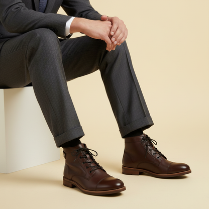 Retro Leather Boots | Men's Classic Footwear