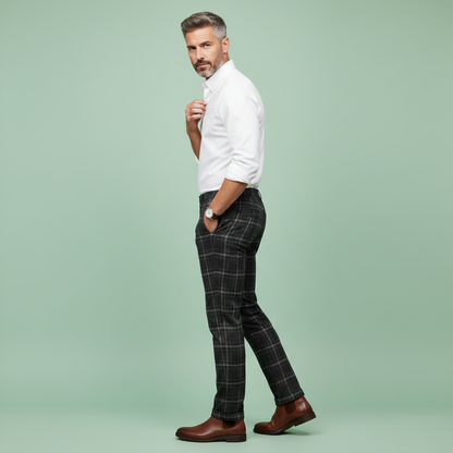 Sasha Checked Chinos | Men's Casual Trousers