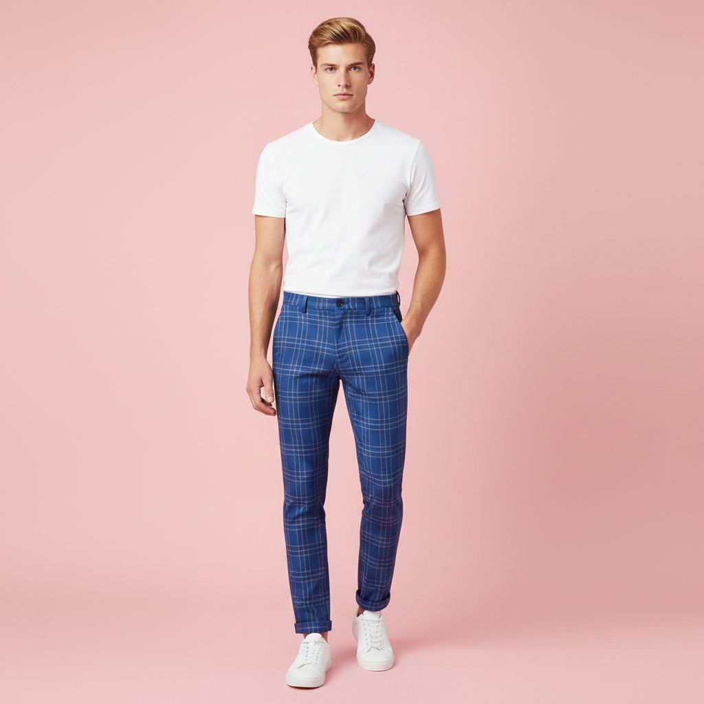 Sasha Checked Chinos | Men's Casual Trousers